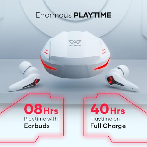 Image of Wings Phantom 320 Gaming Earbuds with Bluetooth 5.3, Best Gaming Earphones with Gaming Mode 40ms Latency, Earpods Sync App Support, New Earbuds with Gaming Inspired Design