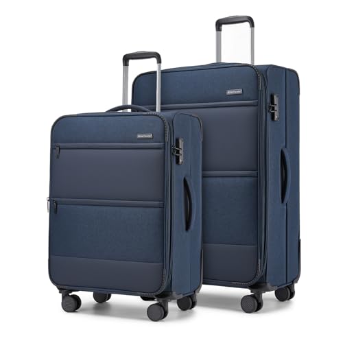 British Traveller Lot de 2 Valises Sets de Bagages (68.5/79.5cm) - Set de Valises Souples Légères et Résistantes avec 4 Roues Silencieuses 360° et Serrure...