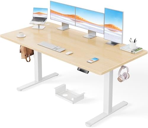 Bild 11 - ErGear Höhenverstellbarer Schreibtisch-160 x 80cm,100 KG Tragkraft Elektrischer Schreibtisch mit Fortgeschrittenem Bürstenlosem Motor, Leise Funktion, Robuster Metallrahmen, Vierteilige Tischplatte
