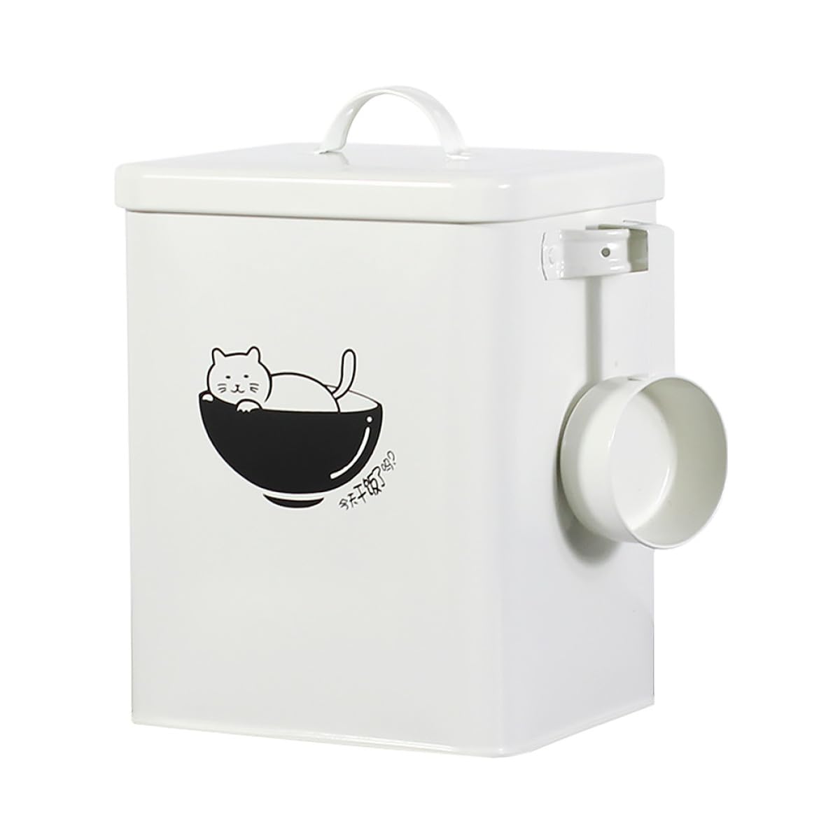 UKCOCO Contenedor para Comida de Perro de Hierro Diseño Sellado y Superficie Lisa, Cubo Multifuncional Blanco para Almacenamiento Seguro de Alimentos para Mascotas