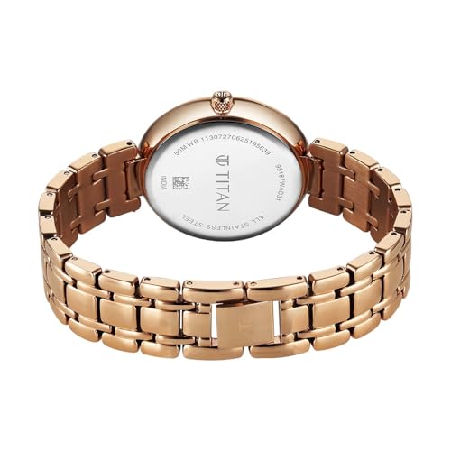 Image of Titan Eternal Quartz Analog Off White Dial Rose Gold Metal Strap Watch for Women