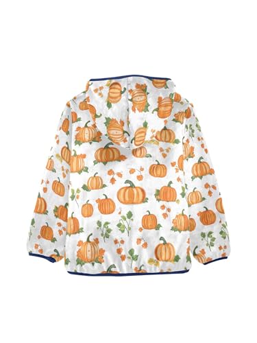 Orange Pumpkin Harvest Girls Fleece Jacket Girls Fall Jacket Boys Coats Zip Up Hoodie Children Outerwear 2-10T2