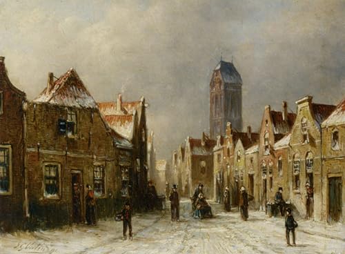 Lienzo de 60x90cm con paisaje invernal holandés de Pieter Gerard Vertin para dormitorio