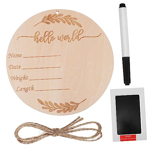 KOMBIUDA 1 Set Milestone Sign Wooden Monthly Cards for Newborn Announcement Includes Lanyard Ink Pad Pen Photo Prop for Parents Cherish Unforgettable Memories