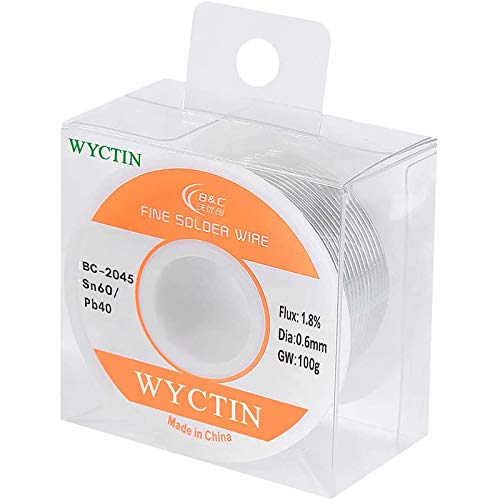 WYCTIN 60-40 Tin Lead Solder Wire with Resin Core for Electrical Repair Soldering 0.6mm 100g