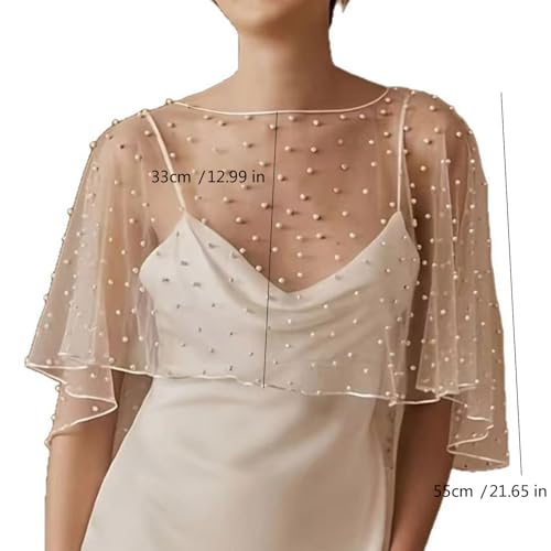 Graceful Sheer Lace Shawl Adorned With Pearls Designed For Bridesmaids And Formal Event Complements Any Dress Styles3
