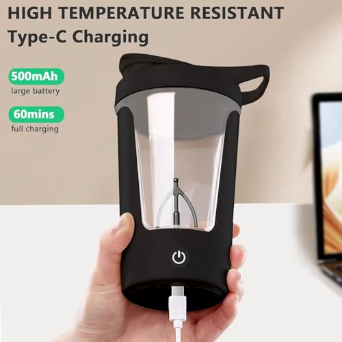 Image of AMITYUNION Electric Protein Shaker Bottle for Gym | Automatic Protein Mixer Bottle | Portable Blender Shaker Cup for Whey Protein, Milk, Coffee & Supplements | Leakproof Gym Sipper Bottle 450ml