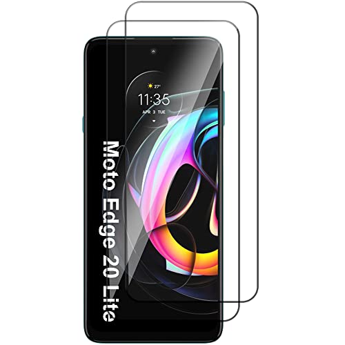 Lot de 2 films de protection d'écran en verre blindé pour Motorola Moto Edge 20 Lite - Anti-rayures - Anti-huile - HD - Pour Moto Edge 20 Lite Cover