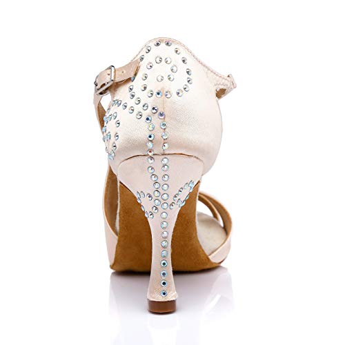 Minishion Women's Latin Ballroom Ankle Wrap Dance Shoes Formal Party Sandals3