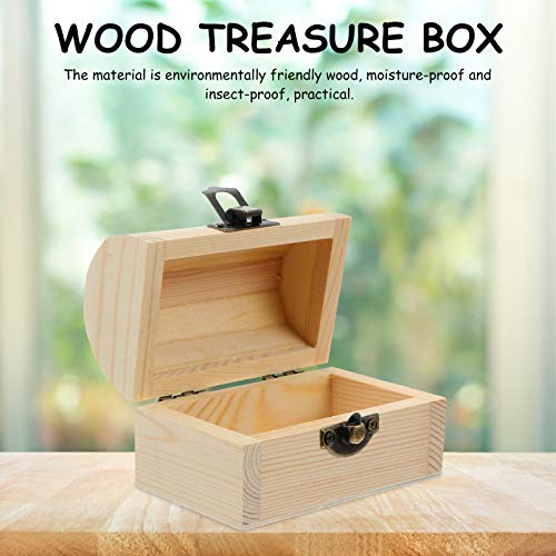 Cabilock Wooden Craft Box 2Pcs Unfinished Wooden Unfinished Wooden Jewelry Box Wooden Treasure Boxes Hinged Lid Wood Box Chest Box Pirate Unfinished Wooden Jewelry Box #TOP1