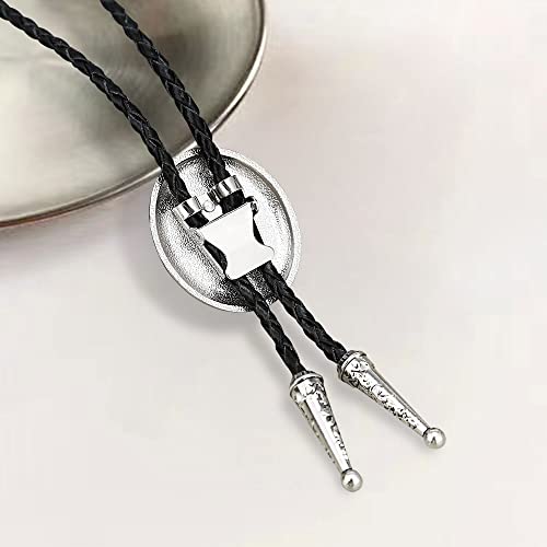 Image of Btilasif Bolo Tie- Tiger Eye Stone Bolo Tie Leather Necktie Western Jewelry Accessories for Women Men