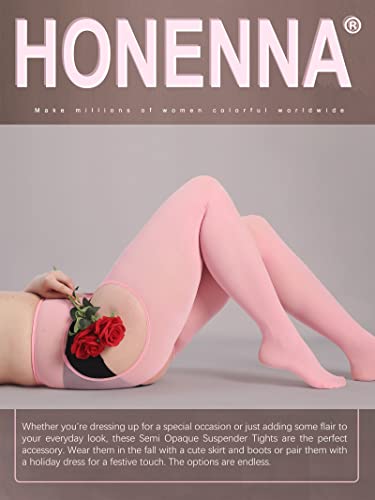 Image of HONENNA Plus Size Suspender Tights for Women, Semi Opaque Sexy Garter Belt Nylons Mock Thigh High stockings