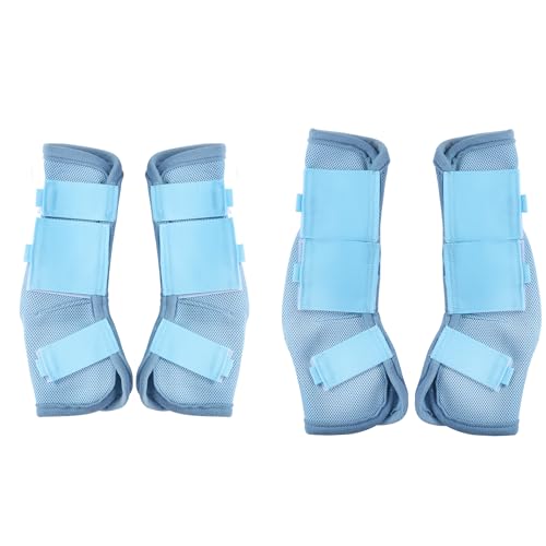 Image of LEAFOREST Horse Fly Boots Set of 4 - Non Slip Leg Protection for Donkey Mini Pony Draft, Breathable Mesh Fly Boots for Pasture & Barn Use Light Blue Full