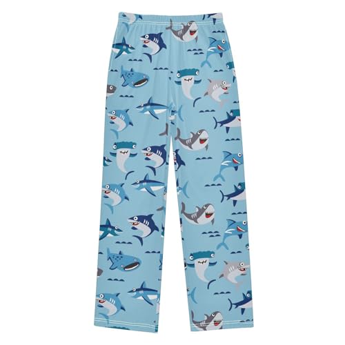 Lovely Sharks Have Fun Boys Long Pants Soft Trousers Elastic Waist Kids Lounge Bottoms with Pockets S-XL