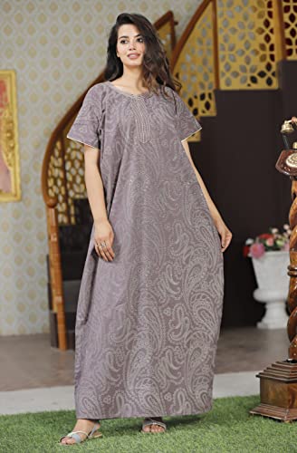 Image of G4Girl Pure Cotton Embroidery Nighty for Women's | Night Gown | Nighty | Nightdress | Maxi | Sleepwear | Jaipuri Nighty | Nighties | Gown
