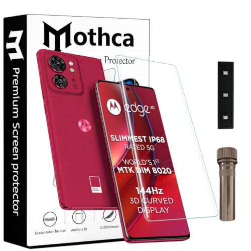 Image of Mothca Curved UV Tempered Glass Screen Protector for Moto Edge 40 | Transparent | Pack of 1 | Full Screen Coverage with UV Installation Kit
