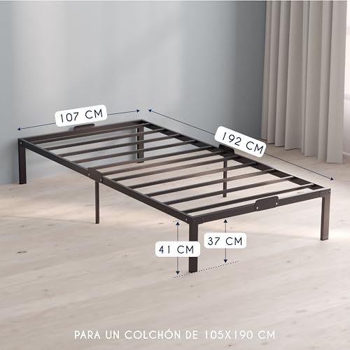 Miniatura 2 de Zenaphyr Dreamzie Somier 105 X 190 Con Patas 41cm Robusto Y Montable En 20min - Bastidor De Camas 105x190 Metálico Resistente