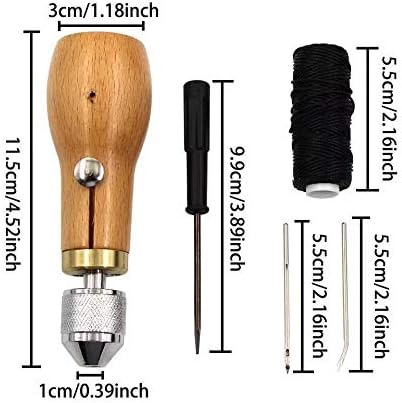 Leather Hand Sewing Awl Stitcher Set Handmade Lock Stitching Thread Needles Kit Stitcher Craft Stitch Tools Stitch Sewing Kit - (Color: B)