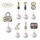 2 Set Creative Makeup Cupcake Toppers - Happy Birthday Party Cake Decoration for Girls 18th Birthday...