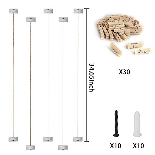 Emfogo Hanging Photo Display Room Picture Wall Decor，4X6 Photo Collage Picture Frames For Wall Hanging With 30 Clips Multi Photo Wall For Dorm Room Decor #TOP5