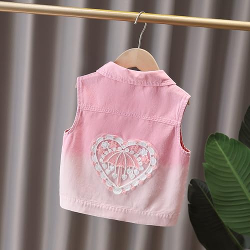ASHER FASHION Girls Gradient Denim Vest Button Sleeveless Jean Tank Jacket with Pockets Sequins Bow Hearted Fall Outwear3