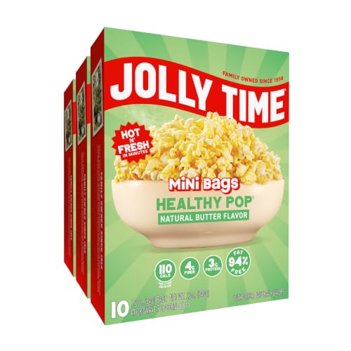 Jolly Time Healthy Pop Microwave Popcorn, 1.2oz Personal Bag, 10 Bags Per Carton (Healthy Pop 100's - Butter & Sea Salt,1.2 Ounce (Pack of 30))