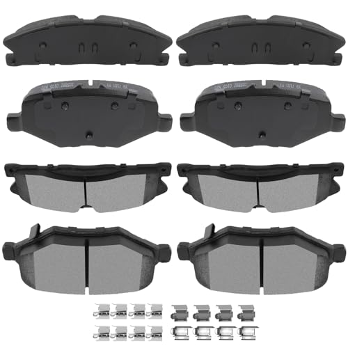 Image of AUTOMUTO D1611 & D1612 Ceramic Brake Pads Kits, Front Rear 8pcs Brake Pads Set fit For Ford Explorer,Flex,Police Interceptor Sedan /Utility,Special Service Police Sedan,Taurus,For Lincoln MKS,MKT