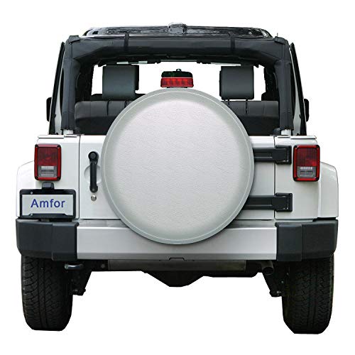 AmFor Spare Tire Cover, Universal Fit for Jeep, Trailer, RV, SUV, Truck and Many Vehicle, Wheel Diameter 30" - 31", Weatherproof Tire Protectors (White) - Thumbnail 4