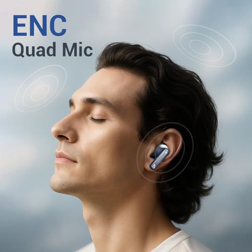 Image of BERTH Airchords Z TWS Earbuds, 40H Playtime, BT 5.4, ENC Mics, 13mm Bass Drivers, 45ms Low Latency, IPX5, Fast Charging, 10min=100min Playback, Gaming Mode, 1-Year Warranty (Blue)