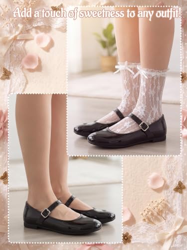 Image of Geyoga 4 Pair Women Lace Ankle Socks Sheer Mesh Slouch