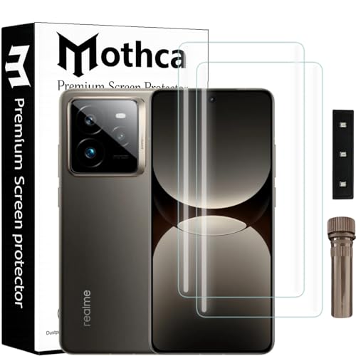 Image of Mothca Curved UV Tempered Glass Screen Protector for Realme GT 7 Pro | Transparent | Pack of 2 | Borderless Full Screen Coverage with UV Installation Kit