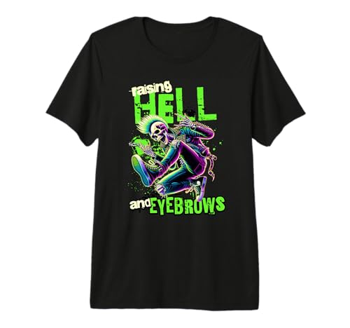 Raising Hell and Eyebrows Punk Rock Skeleton Neon Premium Tri-Blend T-Shirt