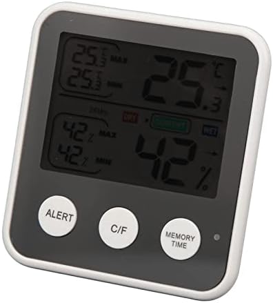 Digital Hygrothermograph, Realtime Monitoring 45° Frame Temperature Humidity LCD Meter Bold Font ABS for Home (Black)