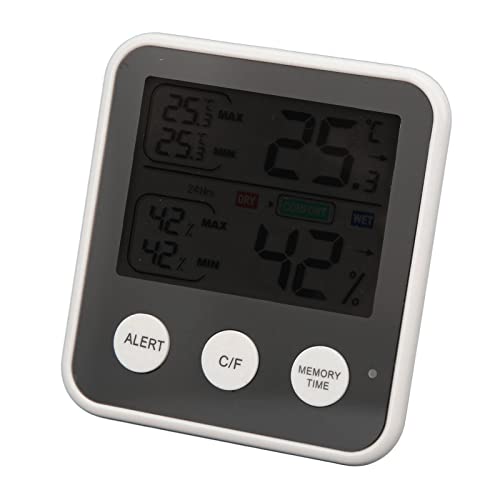 Digital Hygrothermograph, Realtime Monitoring 45° Frame Temperature Humidity Lcd Meter Bold Font Abs For Home (Black) #TOP3