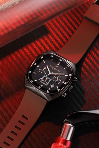 Image of Daniel Hechter Paris Bercy Collection Modern Multi Functional Watch for Men with Square Dial and Silicon Band-DHM1001