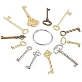 Skeleton Key Set, 12 Keys Universal Skeleton Keys Replacement for Vintage Old Furniture, Antique Furniture, Cabinet Doors, Grandfather Clocks, Old Style Cabinets or Doors