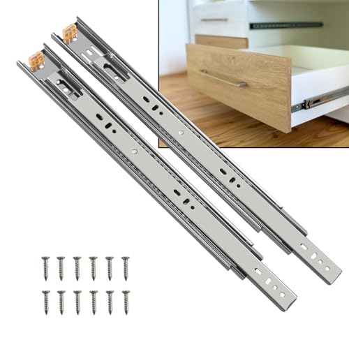 Image of Volo Heavy Duty Drawer Slides, Full Extension Ball Bearing Runners | Pack of 2 Piece | Channels for Kitchen Cabinets, Wardrobes, and Dressers (Mild Steel, 16 Inch)