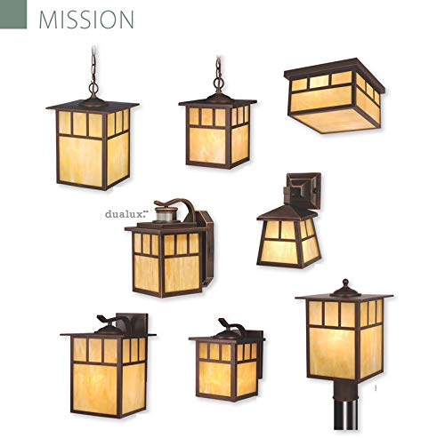 Vaxcel Indoor Outdoor Pendant Light - Mission Oil Burnished Bronze 7.25" Porch Hanging Ceiling Light Fixture With Honey Opal Glass, Craftsman Exterior Lantern Porch, Front Door, Entryway #TOP2