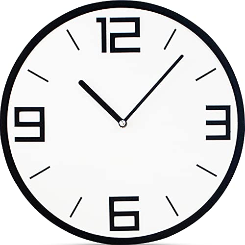 Stephanie Imports Modern Minimalist Classic Black on White Wall Clock