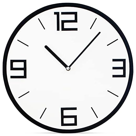 Stephanie Imports Modern Minimalist Classic Black on White Wall Clock
