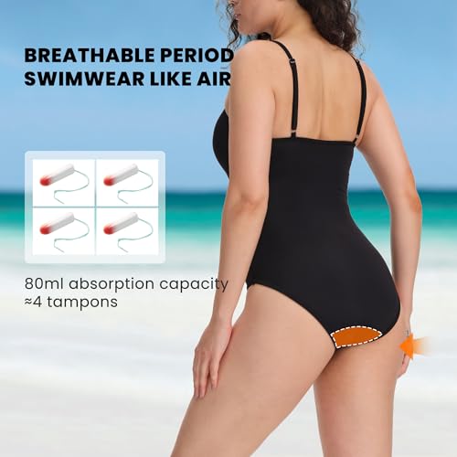 Period Swimwear for Teens One Piece Ultra-Thin Quick-Dry Leakproof Tummy Control Swim Suit ，Multi3