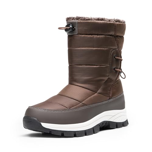 DREAM PAIRS Women's Winter Snow Boots Waterproof Lightweight Warm Fashion Janara Mid Calf Boot,Size 10,Brown