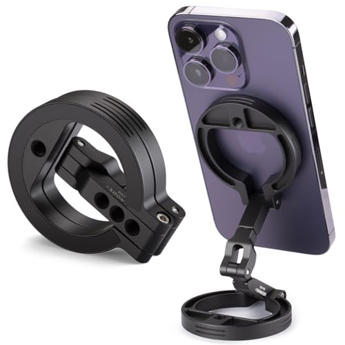 Image of Double Magnetic Ring Phone Holder – Attach to Any Iron Surface | 1/4" Screw Hole | Compatible with iPhone 16/15/14/13/12 Pro Max Series & Magnetic Cases (MS-02R)