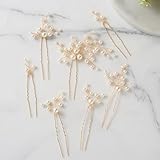 SWEETV 7 Pieces Bride Hair Accessories Pearl Wedding Hair Pins Leaf Bridal Hair Piece Vintage Hair Headpiece Leaf Hair Clips Jewelry for Women Bridesmaids Brides Flower Girls
