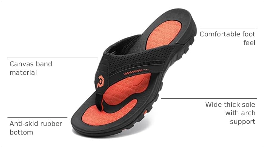 Image of Men's Flip-Flops, Thongs Sandals Durable Comfort Slippers for Beach