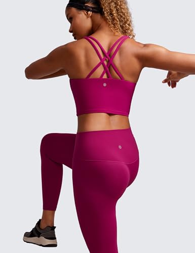 CRZ YOGA Womens Butterluxe Strappy Longline Sports Bra - Padded Criss Cross Yoga Workout Crop Tank Tops3