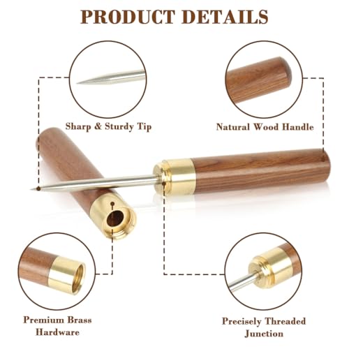 Image of Supvox Ice Awl Stainless Steel Ice Pick with Sharp Point Wooden Handle and Protective Lid 6.2 Inch Compact Tool for Home Bar Camping and Outdoor