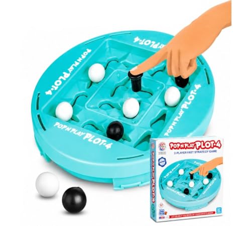 Image of POP N Play PLOT-4 Fast Strategy Board Game for Kids & Family | 2 Player Educational Thinking Game | Brain Development, Logic Building & Concentration Toy | Boys & Girls Age 3+ Years