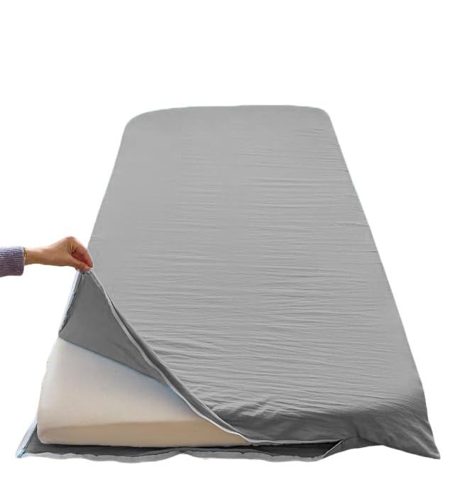 Protector de futón lavable y transpirable para colchón de 1 a 6 cm de grosor en color gris