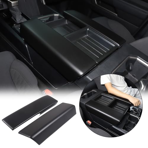 Car Central Control Armrest Protective Cover Compatible with Toyot@ Tundra/Sequoia 2022-2024 ABS Central Control Armrest Cover Waterproof Anti-Scratch Armrest Protector Pad (Matt Black) by HAPPYHORSE - Image 3